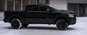 Black pickup truck parked outdoors in Minnesota, ideal for truck loan calculator estimate.