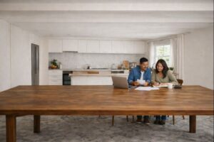 Couple looking at finances in minnesota, considering debt consolidation at northwoods credit union