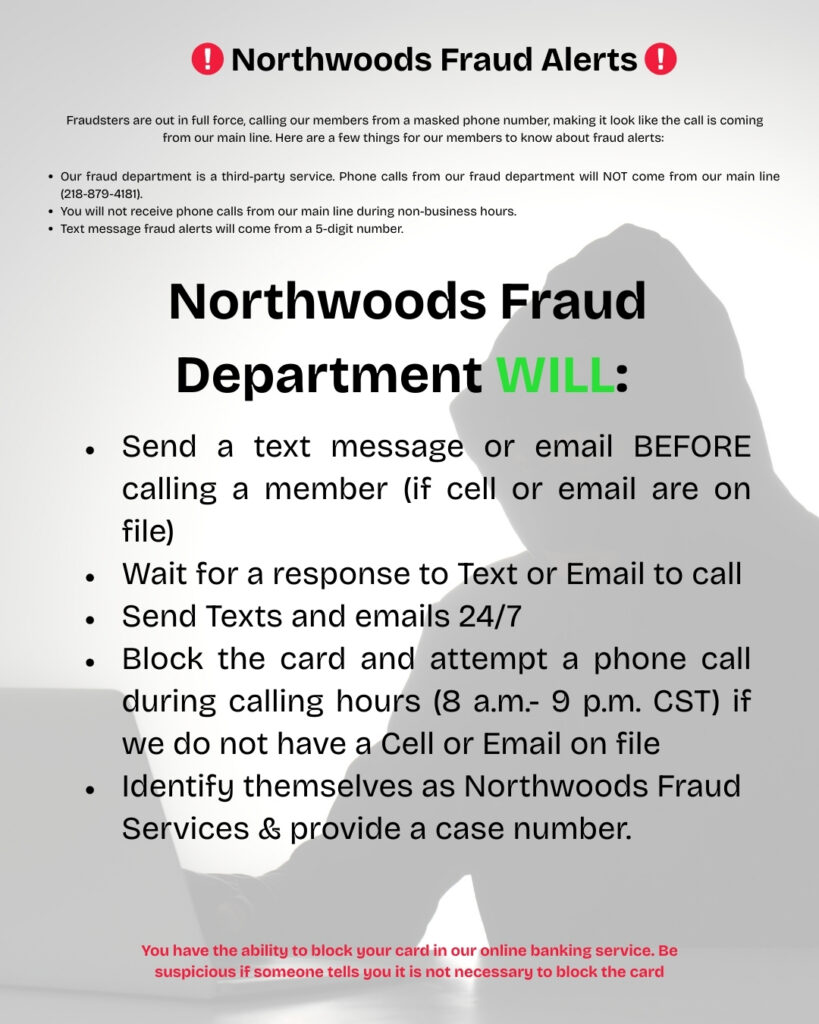 Northwoods Credit Union Fraud Awareness Tips