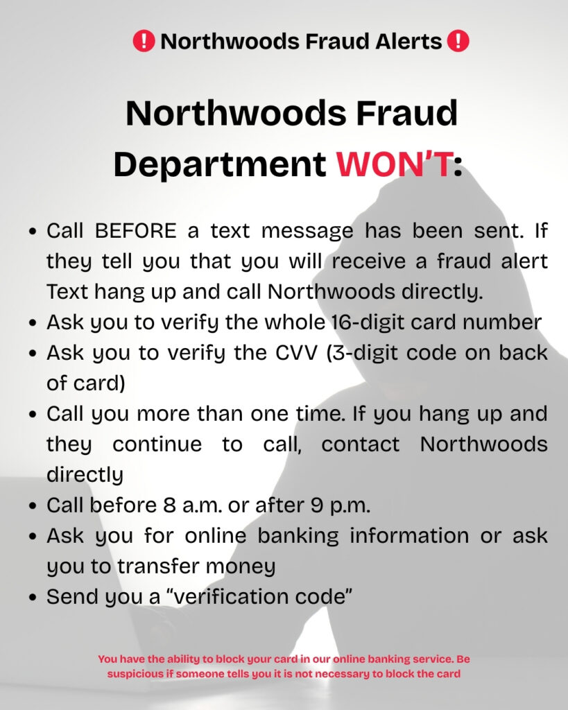 Northwoods Credit Union Fraud Awareness Tips